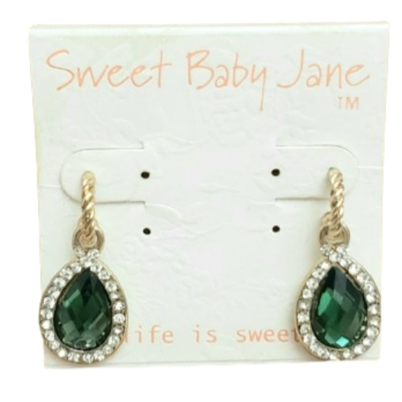 modern nwt jewelry Jewelry - Nwt Sweet Baby Jane Mermaid Green Stone With Rhinestones Post Earrings